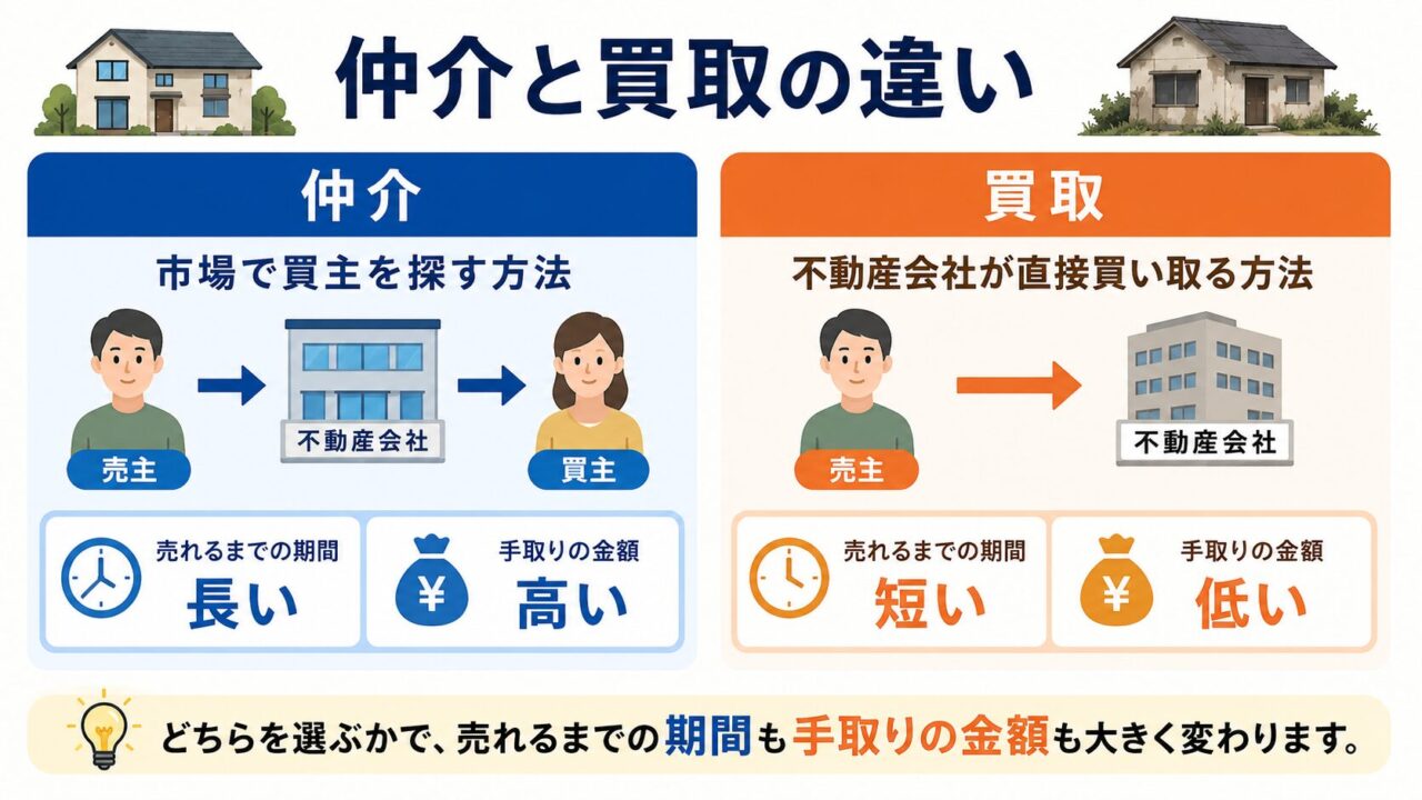 買取と仲介どちらが良い？