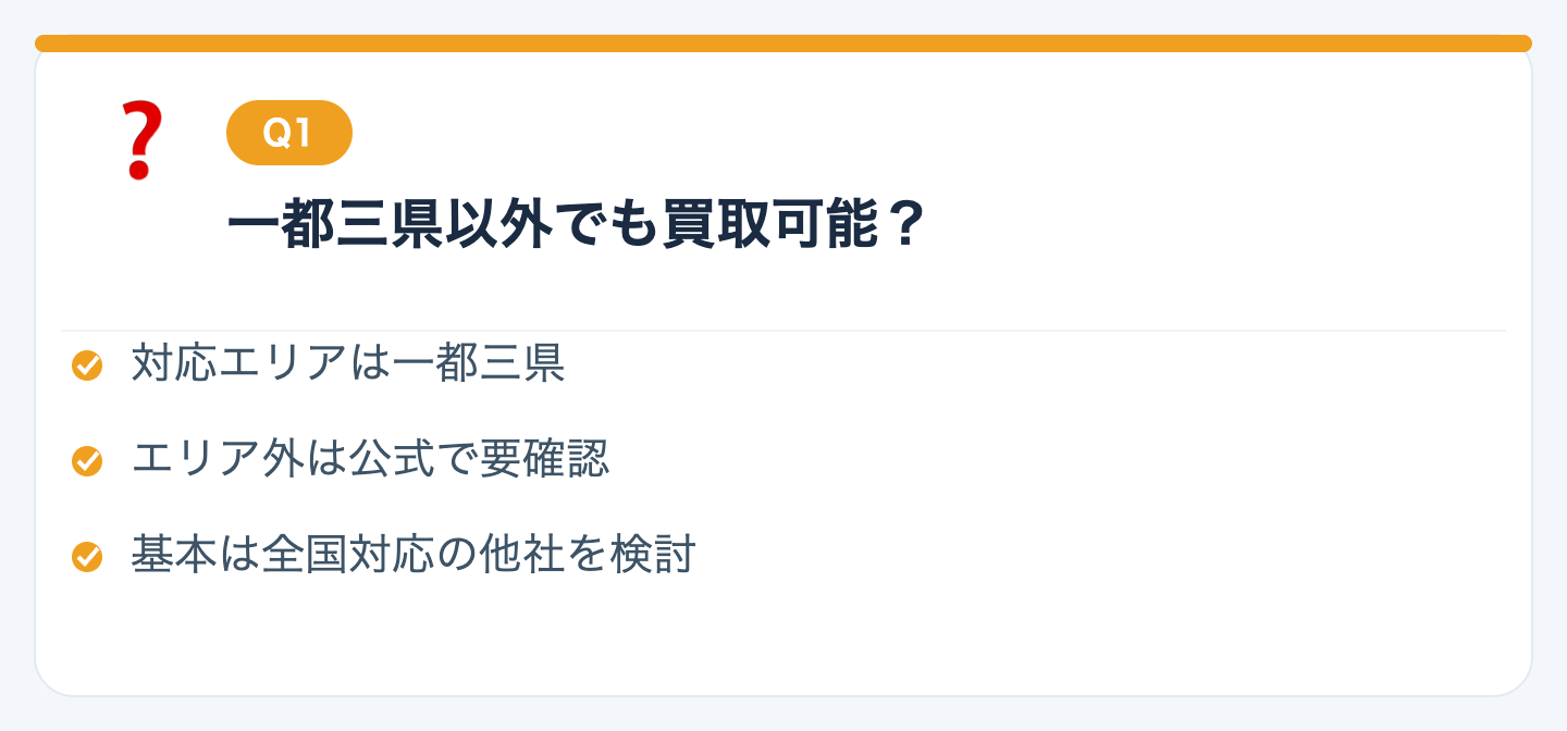 Q1. 一都三県以外の物件でも買い取ってもらえますか？の図解